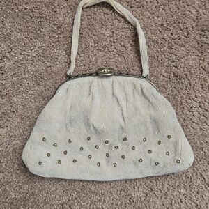 Elegant Cream Beaded Handbag